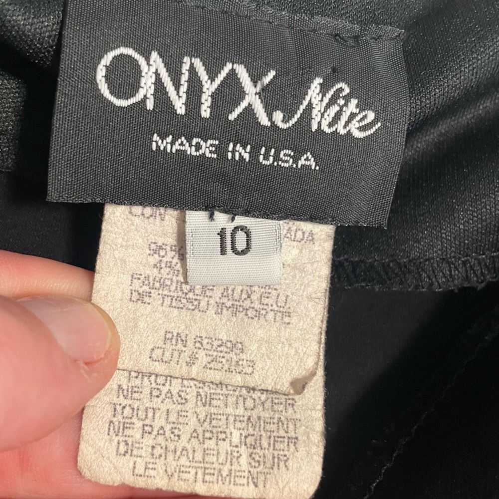 Onyx Nite Halter Dress 10 Black Cocktail LBD Tier 2000s Glam Rhinestone Vtg - Picture 9 of 13